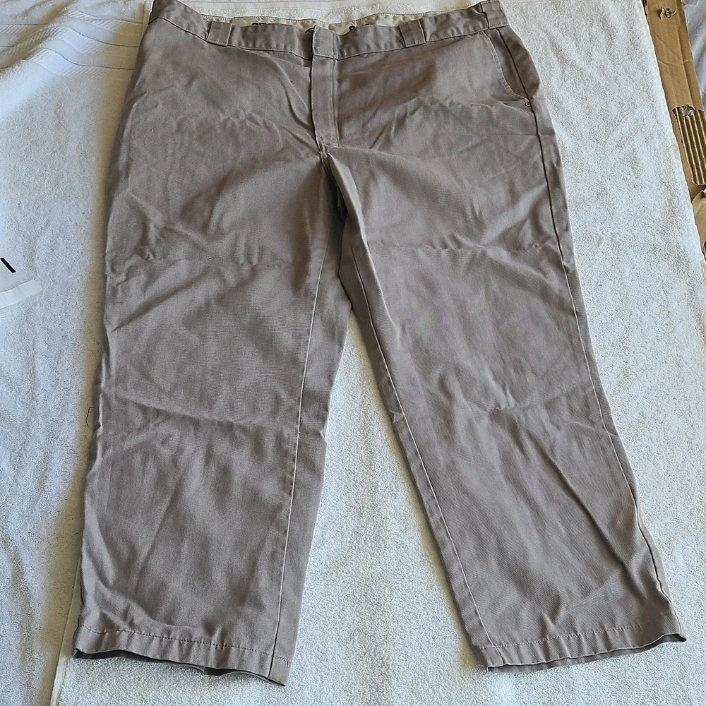 Dickies Men's Brown Twill Workwear Pants 44x30‎ Flat Front Straight Relaxed